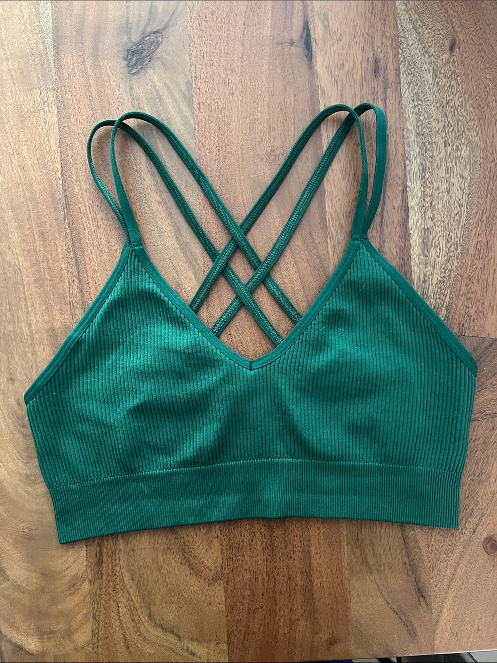 Aerie Seamless Strappy Ribbed Bralette - Green